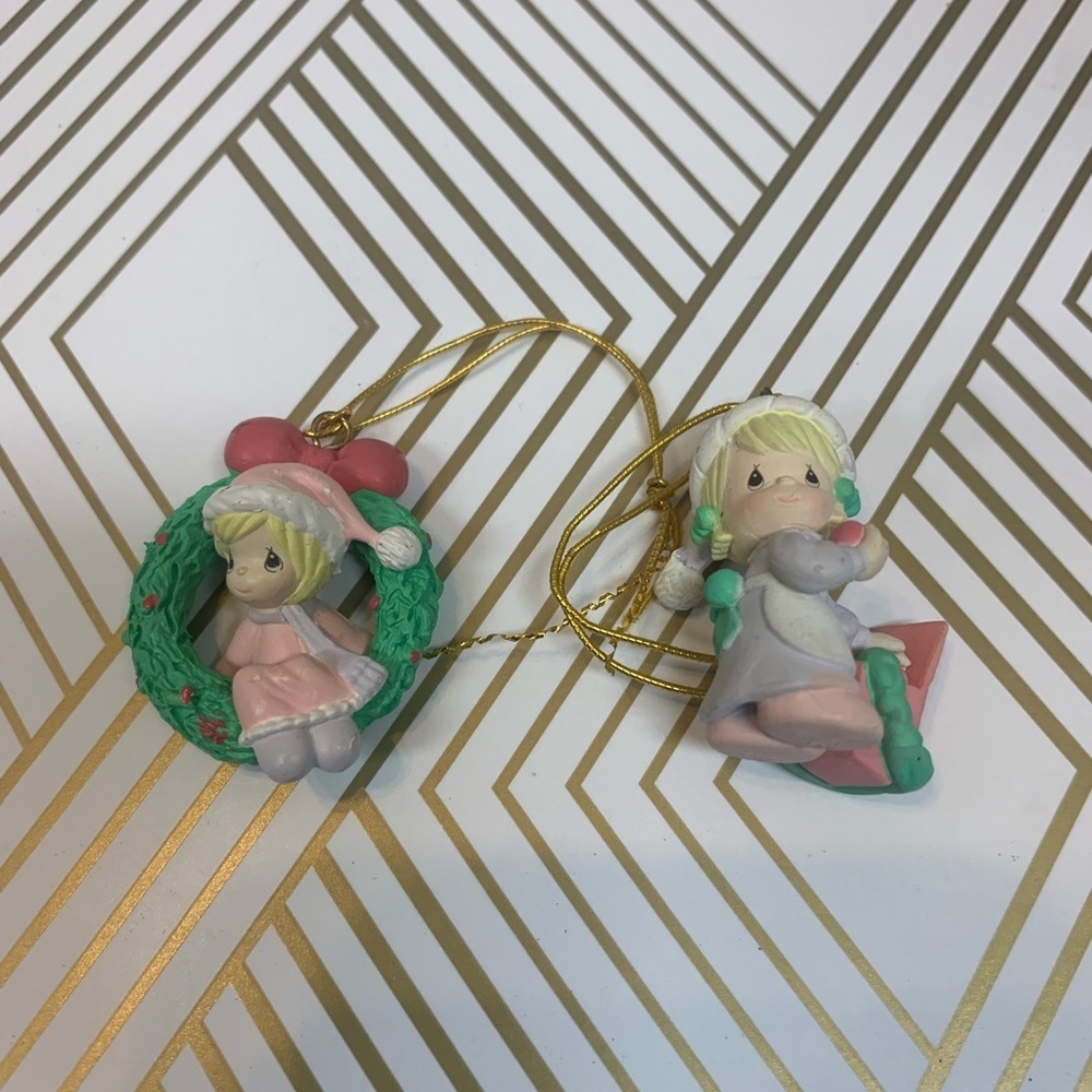 Vintage Precious Moments Miniature Ornaments Set of 2